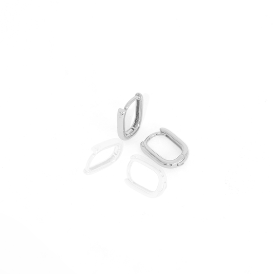 Brinco Argolinha Quadrada Liso De Click Banhado