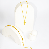 Mix Colar e Pulseira Cruz Banhado