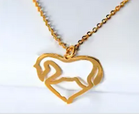 Colar Cavalo em Forma de Coração | Banhada  em Ouro 18 k