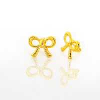 Conjunto Colar e Brinco Lacinho Detalhado Banhado a Ouro