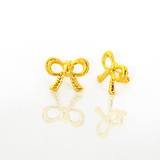Conjunto Colar e Brinco Lacinho Detalhado Banhado a Ouro