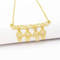 Colar Personalizado Canga Corações e Filho(a) Banhado em Ouro 18K