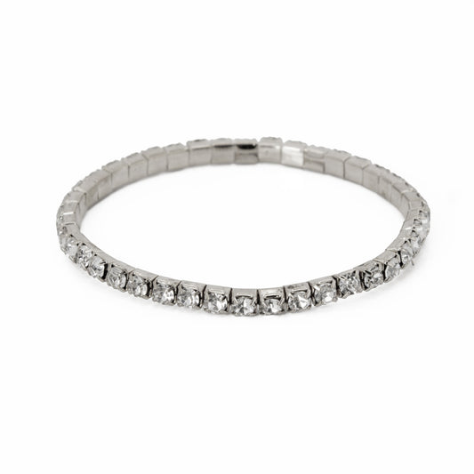 Pulseira Riviera Com Ajuste de Elastico Banhado em Ouro 18K
