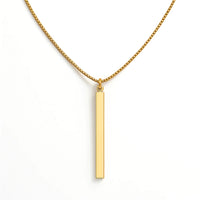 Colar Pingente Pêndulo Quadrado Banhado em Ouro 18K