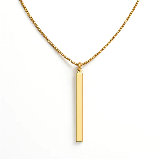 Colar Pingente Pêndulo Quadrado Banhado em Ouro 18K