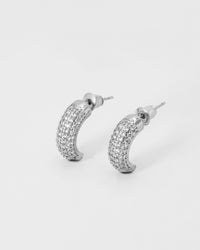 Brinco de Trios Argola e Pedra Banhado em Prata