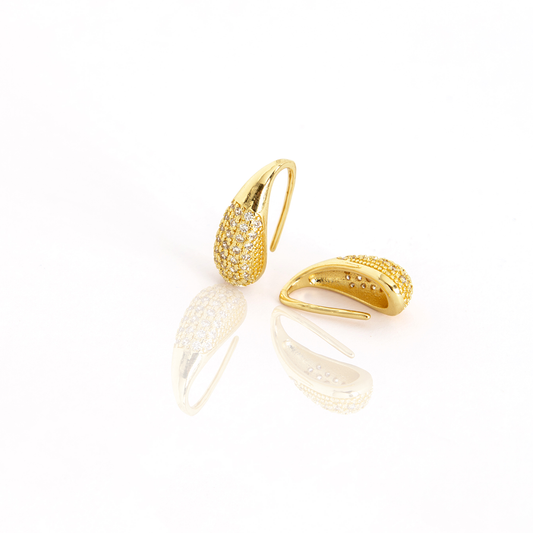 Brinco Gota Moderna Cravejada Banhado