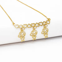 Colar Personalizado Canga Corações e Filho(a) Banhado em Ouro 18K