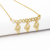 Colar Personalizado Canga Corações e Filho(a) Banhado em Ouro 18K