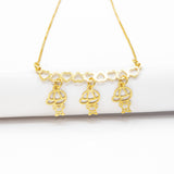 Colar Personalizado Canga Corações e Filho(a) Banhado em Ouro 18K
