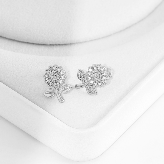 Brinco Florzinha Cristal Cravejado Folheado