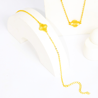 Mix Colar e Pulseira Trevo Dourado
