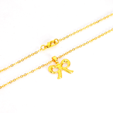 Conjunto Colar e Brinco Lacinho Detalhado Banhado a Ouro