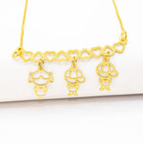 Colar Personalizado Canga Corações e Filho(a) Banhado em Ouro 18K