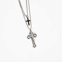 Colar Religioso Cruz Cravejada e Crucifixo Banhado em Ouro 18K