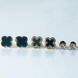Trio de Brincos Trevo Multicores Cravejado com MicroZircônias Banhado em Ouro 18K