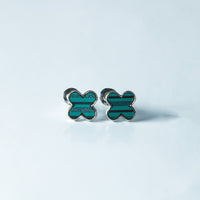 Trio de Brincos Trevo Multicores Cravejado com MicroZircônias Banhado em Ouro 18K