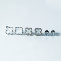 Trio de Brincos Trevo Multicores Cravejado com MicroZircônias Banhado em Ouro 18K