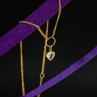 Colar Delicado Com Cristal Coração E Argola Central Banhado