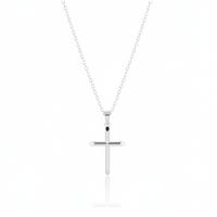 Colar com Pingente de Cruz Banhado a Prata