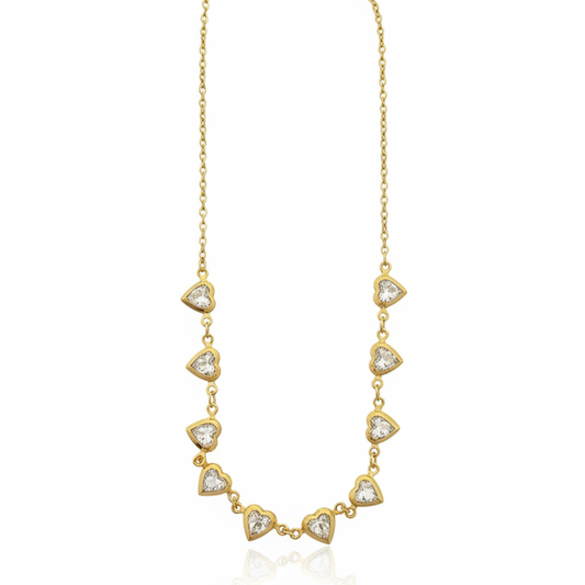 Colar Pingente Corações em Zircônias