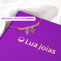 Colar Personalizado Canga Corações e Filho(a) Banhado em Ouro 18K