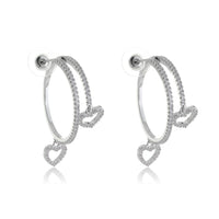 Brinco Argola Cravejada De Zircônia Com Coração Vazado
