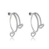 Brinco Argola Cravejada De Zircônia Com Coração Vazado