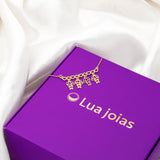 Colar Personalizado Canga Corações e Filho(a) Banhado em Ouro 18K