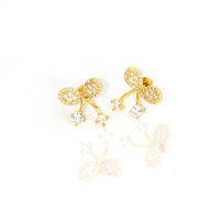 Brinco Laço Cravejado Com Zirconia Banhado