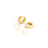 Brinco Mini Argolinha Cravejada Banhada A Ouro
