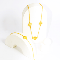 Mix Colar e Pulseira Trevo Dourado