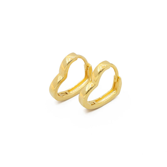 Brinco de Argolinha Coração Liso Banhado em Ouro 18K