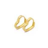 Brinco de Argolinha Coração Liso Banhado em Ouro 18K