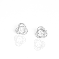 Brinco Rosa Luxo com Zircônia Central Cravejada Banhado