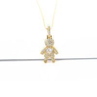 Colar Menino com Pedra de Zircônia em Coração Cravejado em Ouro 18K