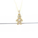 Colar Menino com Pedra de Zircônia em Coração Cravejado em Ouro 18K