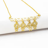 Colar Personalizado Canga Corações e Filho(a) Banhado em Ouro 18K