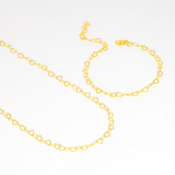 Mix de Colar E Pulseira Dourado Corrente com Elos de Coração