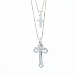 Colar Religioso Cruz Cravejada e Crucifixo Banhado em Ouro 18K