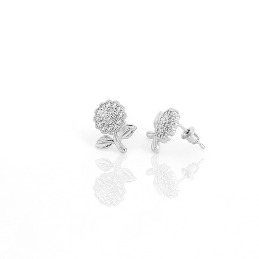 Brinco Florzinha Cristal Cravejado Folheado