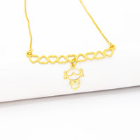 Colar Personalizado Canga Corações e Filho(a) Banhado em Ouro 18K