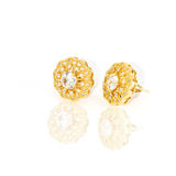 Brinco Flor Imperial Banhado Cravejada