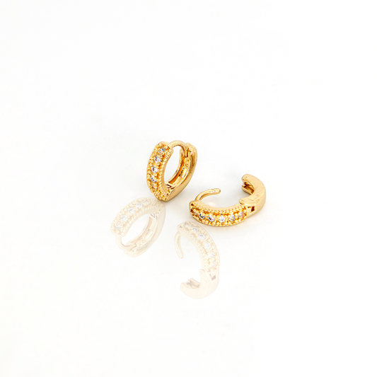 Brinco Mini Argolinha Cravejada Banhada A Ouro