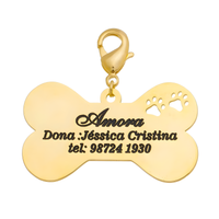 Colar Pingente Personalizado Para Coleira Pet Banhado em Ouro 18K