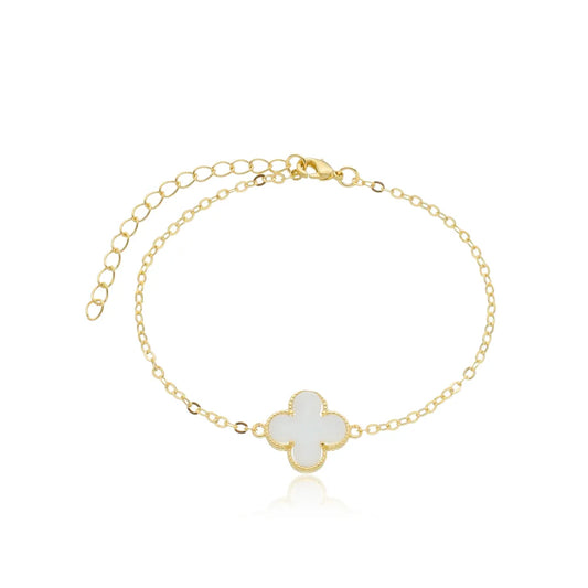 Pulseira Trevo Resinada Banhada em Ouro 18k