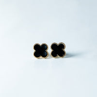 Trio de Brincos Trevo com Pedras Brilhantes Multicores Banhado em Ouro 18K