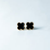 Trio de Brincos Trevo com Pedras Brilhantes Multicores Banhado em Ouro 18K