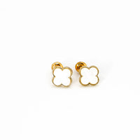 Trio de Brincos Trevo Multicores Cravejado com Zircônias Banhado em Ouro 18K