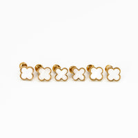 Trio de Brincos Trevo Multicores Banhado em Ouro 18K